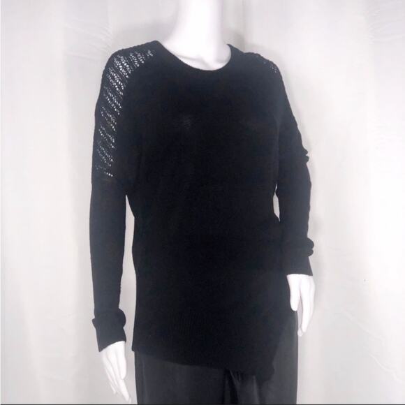 LA Made xRevolve Black Lightweight Crew Neck Sweater with Open Knit Detail SzSm - Picture 9 of 16